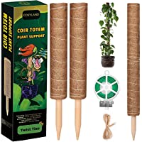 COZYLAND 2 Estacas de Coco Apilables - 43cm Cada Una- Poste de Coco con Palo de Madera Afilado para Extensión de Plantas…
